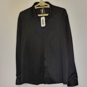 NWT Coofandy Wrinkle Free Black Long Sleeve Shirt size Medium